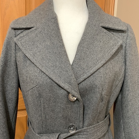 NWT Michael Kors light grey wool blend belted coat size small - Picture 3 of 10